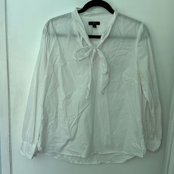 J.Crew 100% Cotton Tie Neck Top - Picture 3 of 5